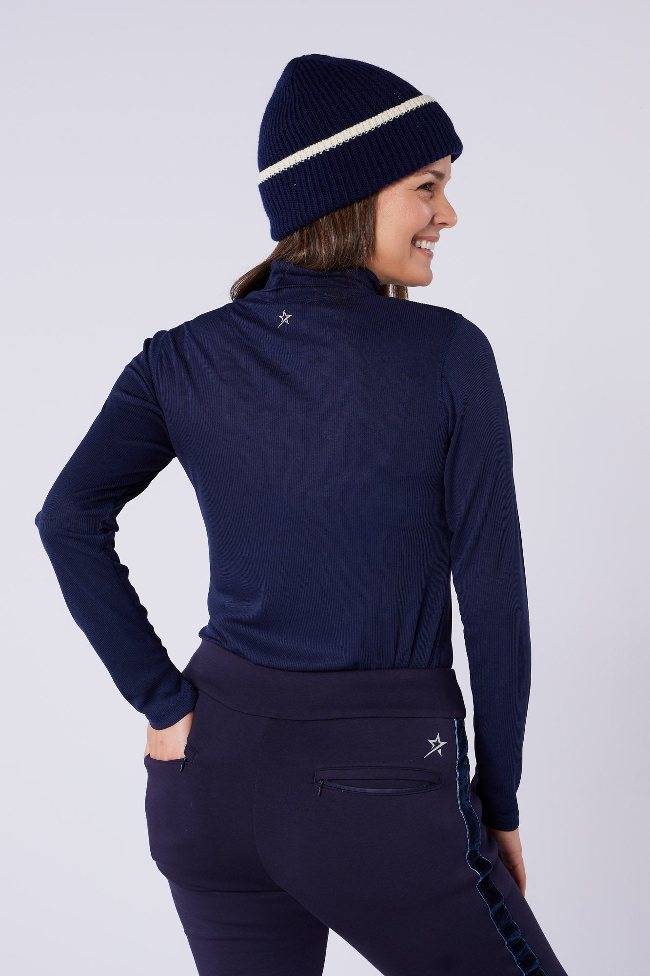 Nia Ribbed Roll Neck True Navy