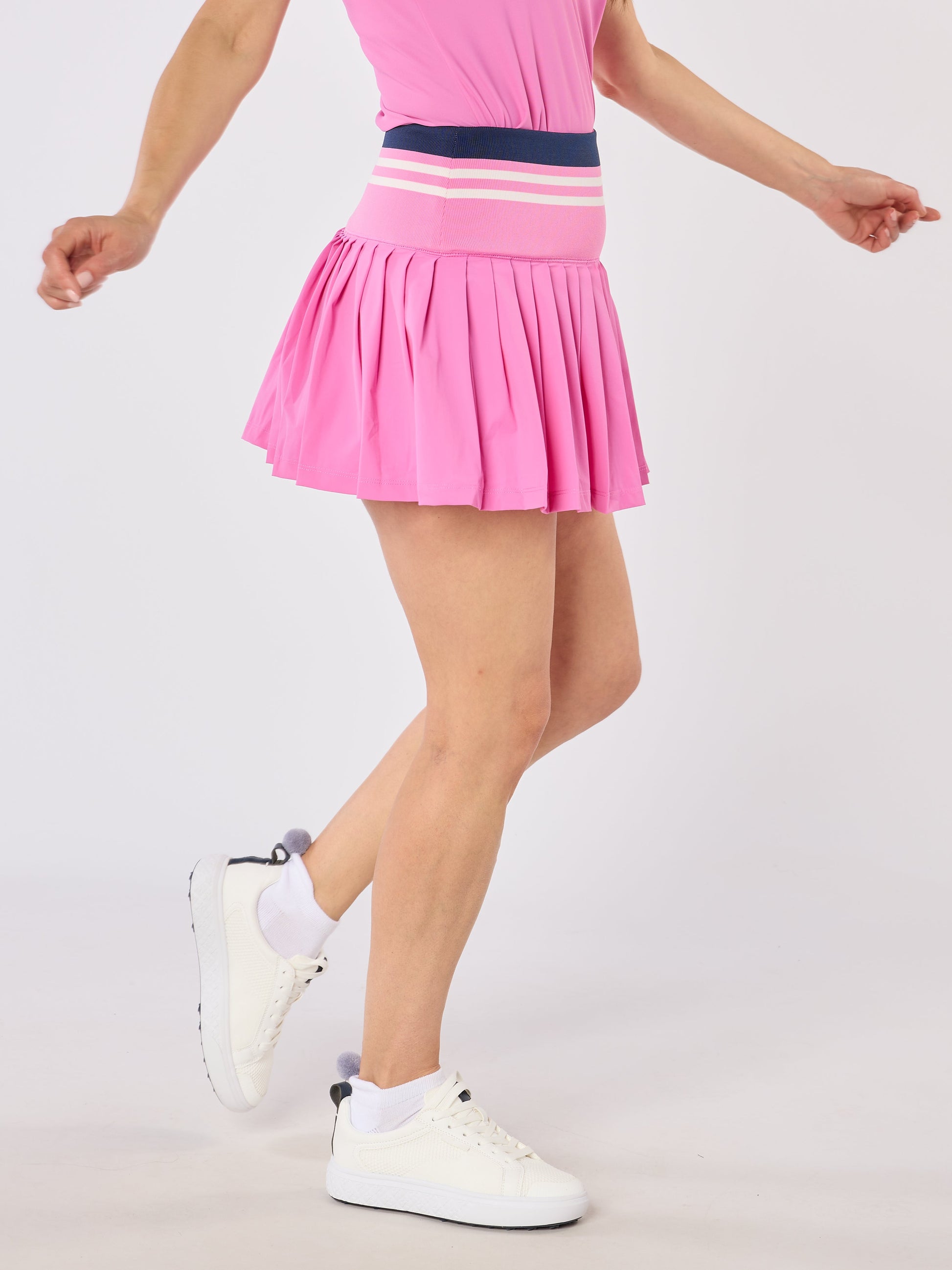 Molly Stripe Elite Pleated Skort Super Pink & White