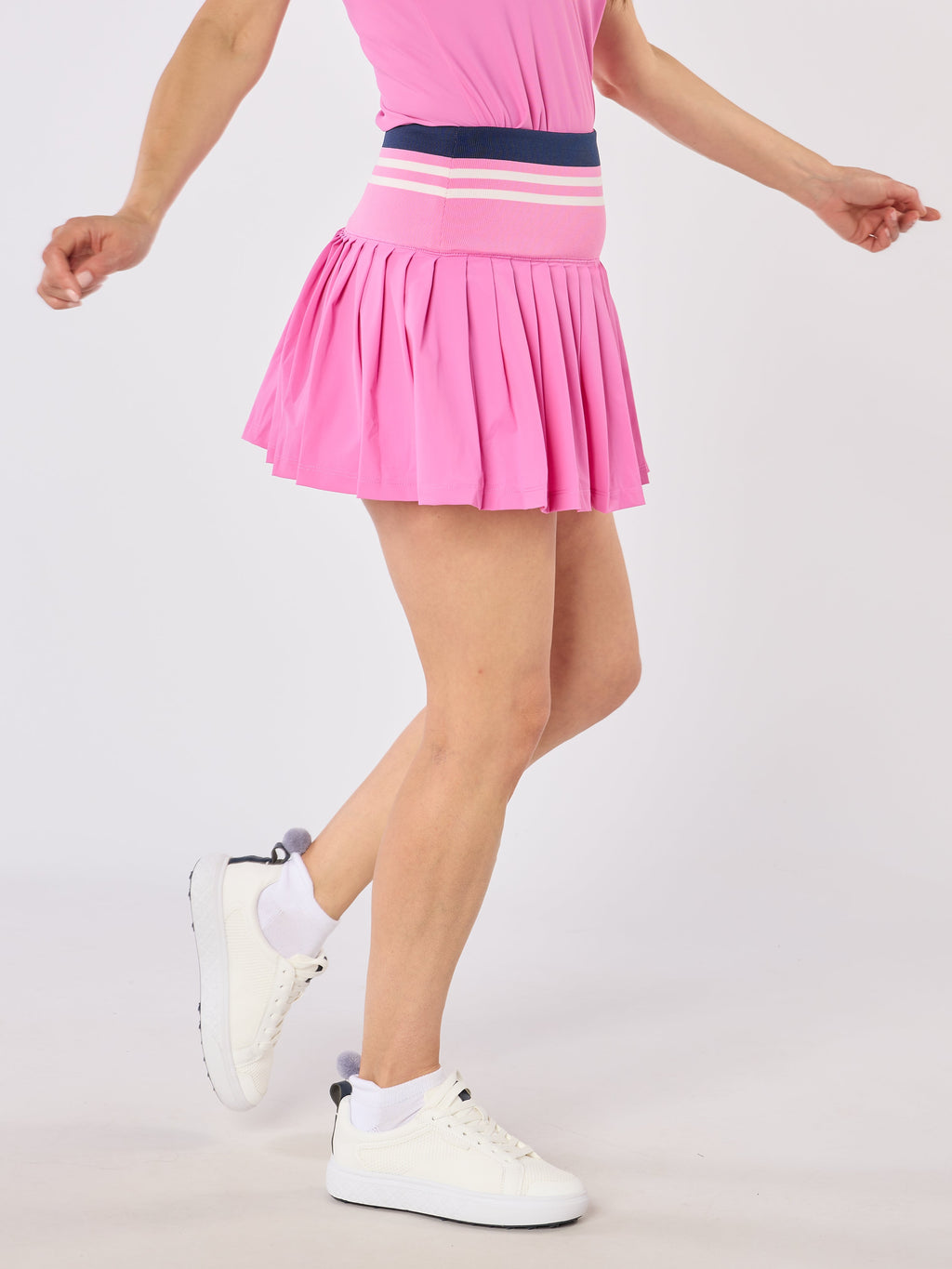 Molly Stripe Elite Pleated Skort Super Pink & White