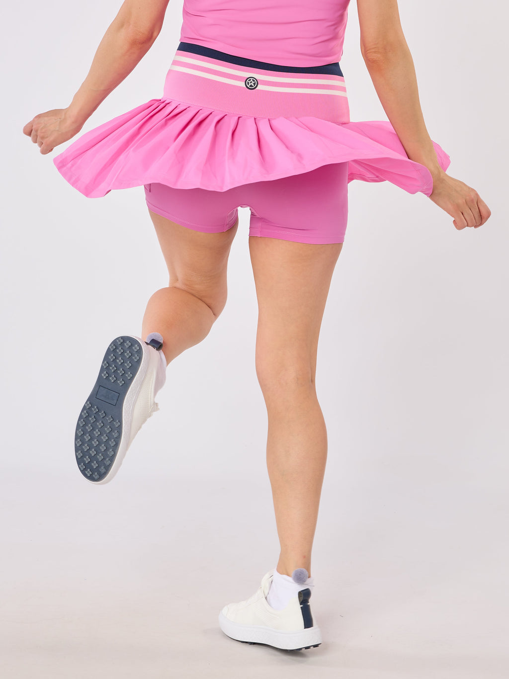 Molly Stripe Elite Pleated Skort Super Pink & White