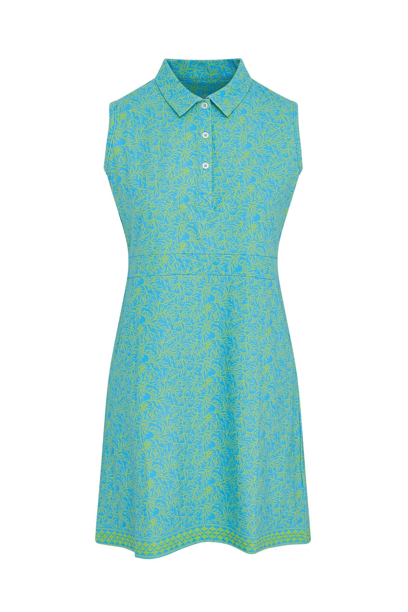 Azure Sleeveless Pattern Dress Ocean Bloom