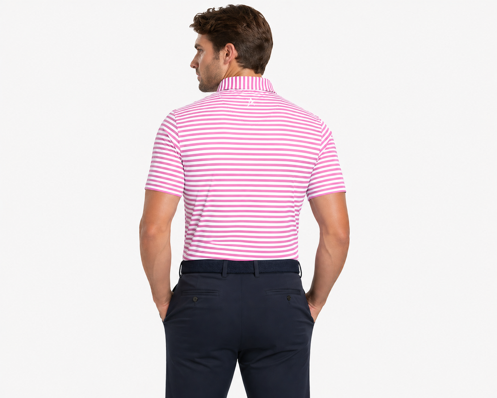 Justin Stripe Polo Super Pink