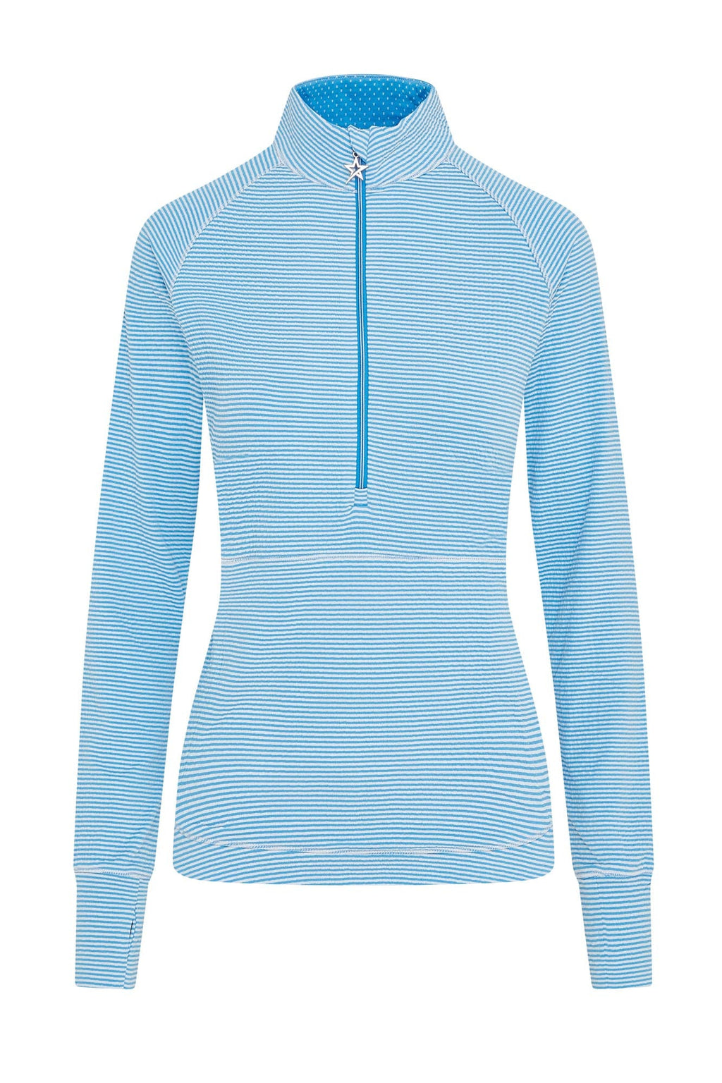 Lottie Stripe 1/4 Zip Ocean & White