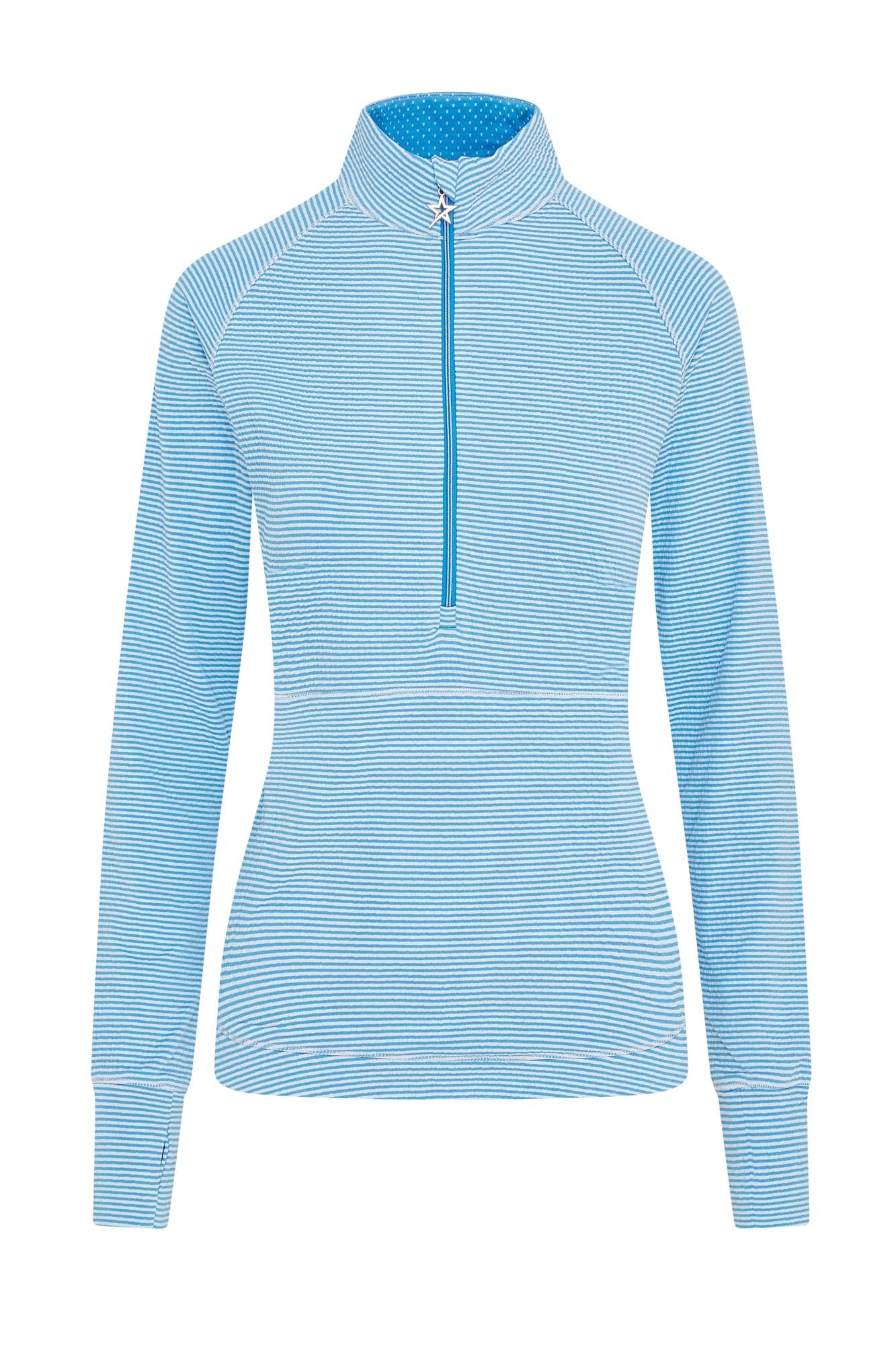 Lottie Stripe 1/4 Zip Ocean & White