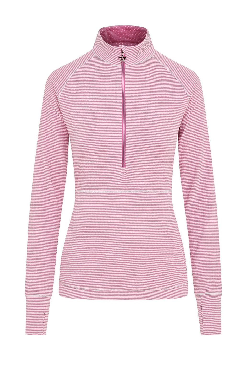 Lottie Stripe 1/4 Zip Super Pink & White