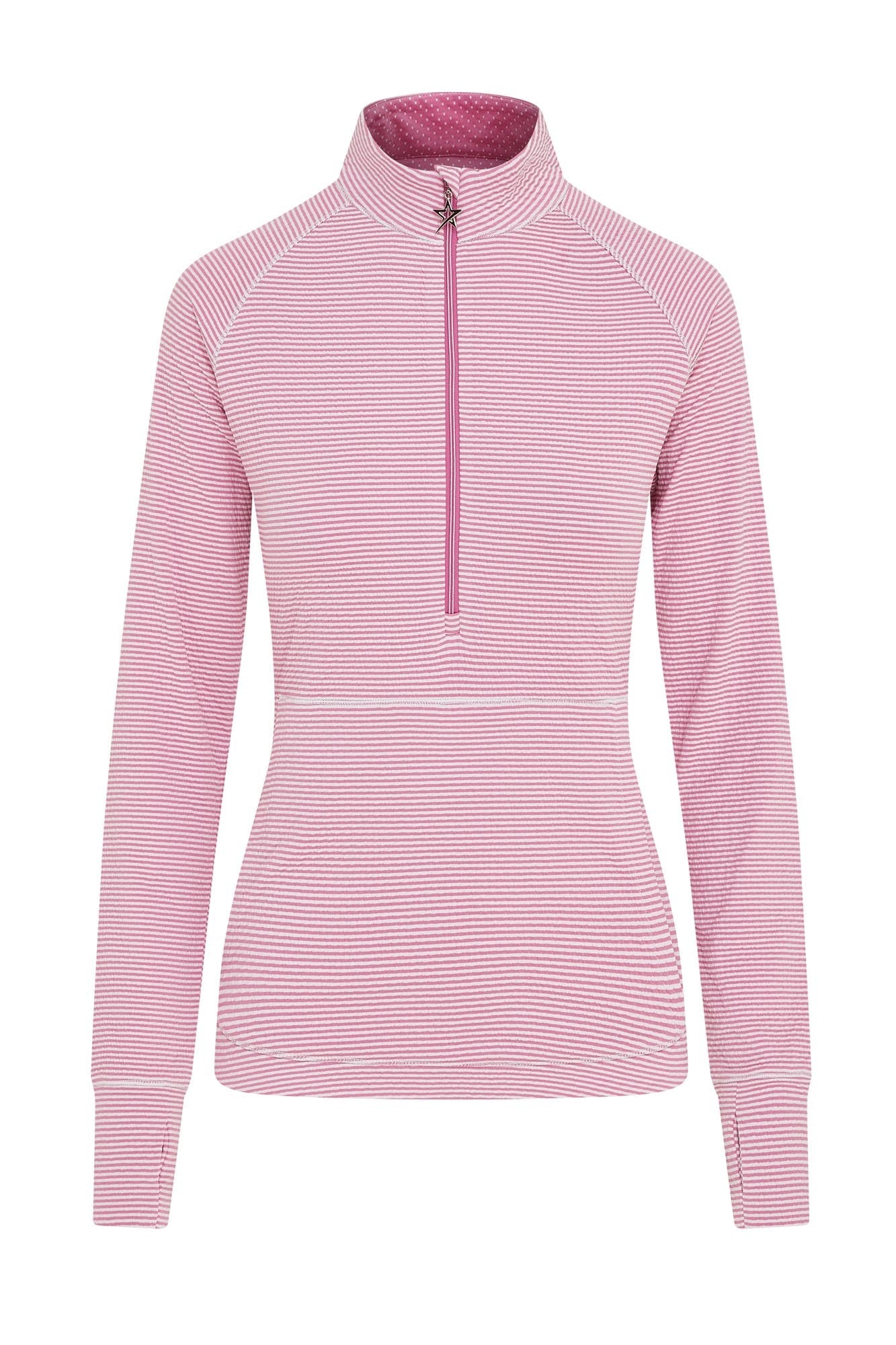 Lottie Stripe 1/4 Zip Super Pink & White