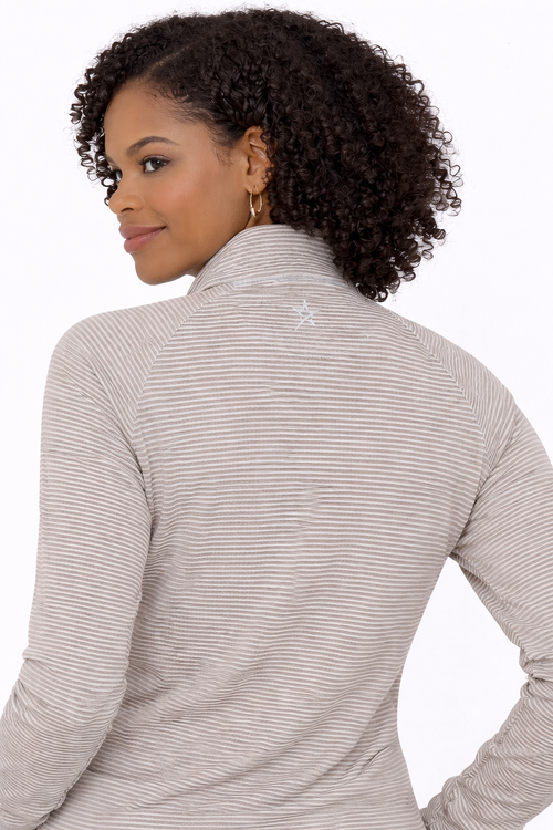 Lottie Stripe 1/4 Zip Elephant & White