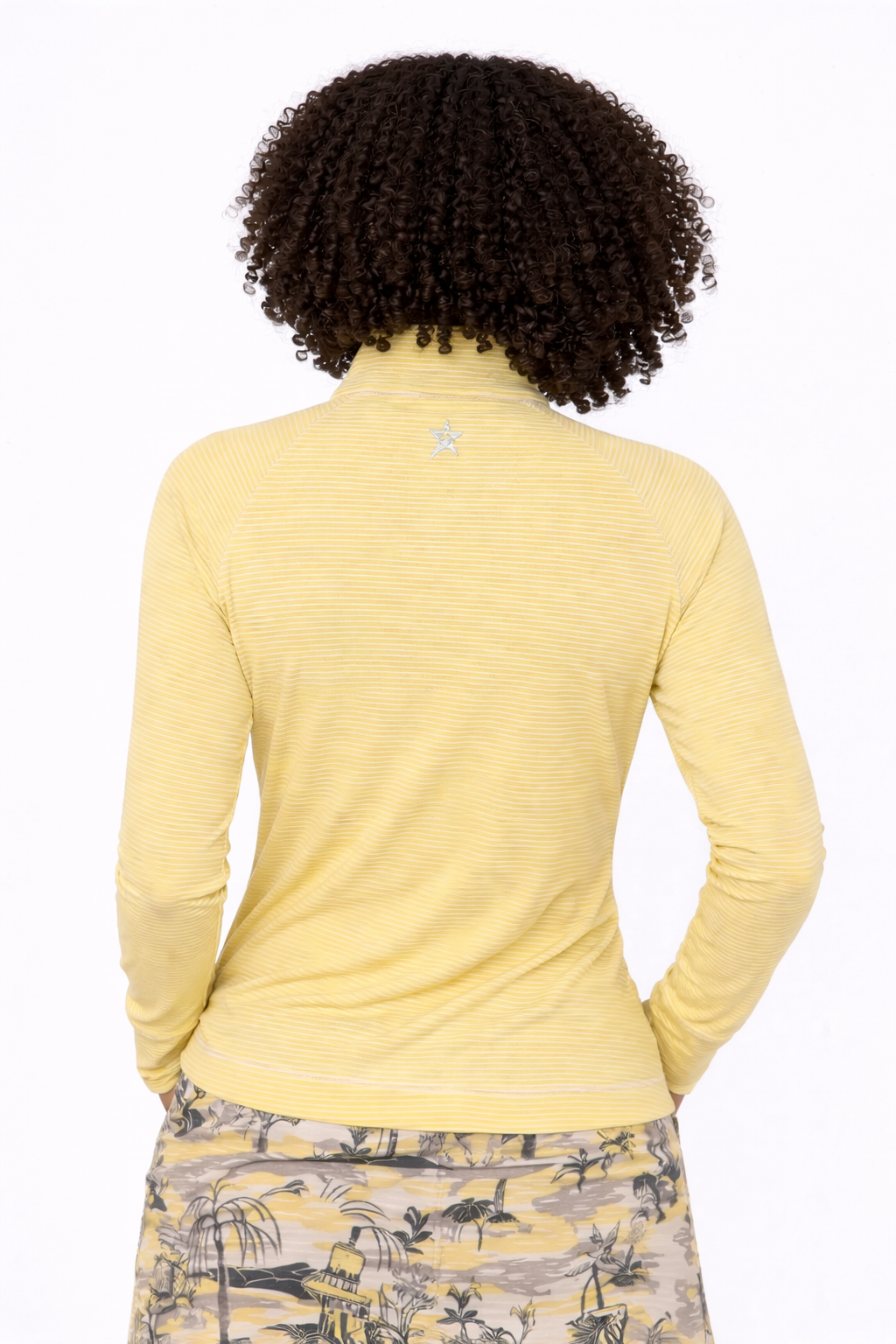 Lottie Stripe 1/4 Zip Lemon Drop & White