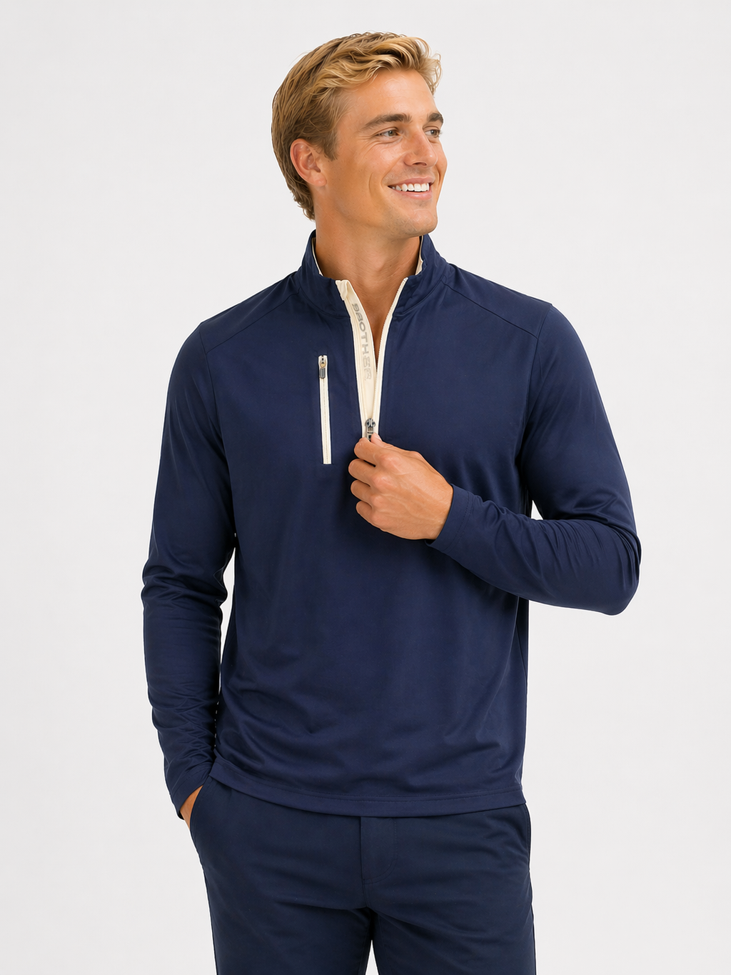 Luke 1/4 Zip Mid Layer Navy