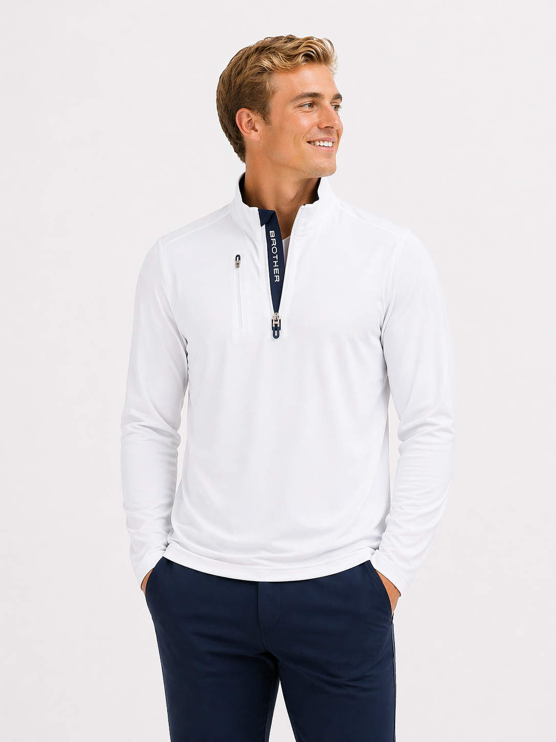 Luke 1/4 Zip Mid Layer White