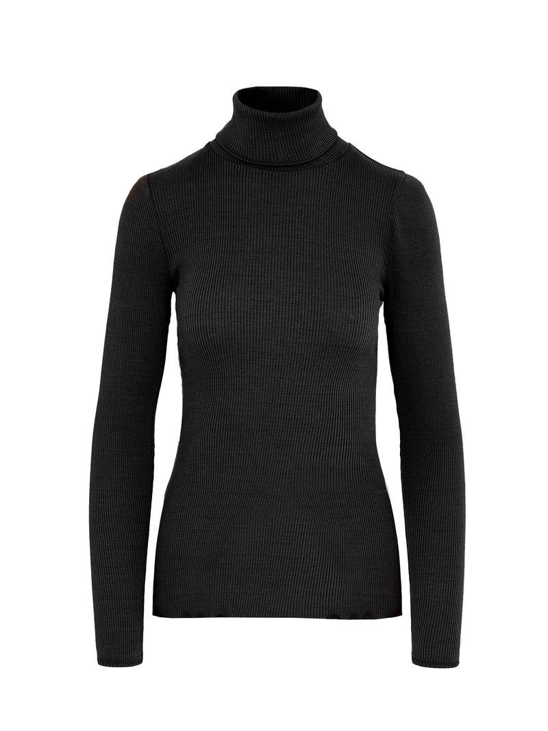 Nia Ribbed Roll Neck Pitch Black