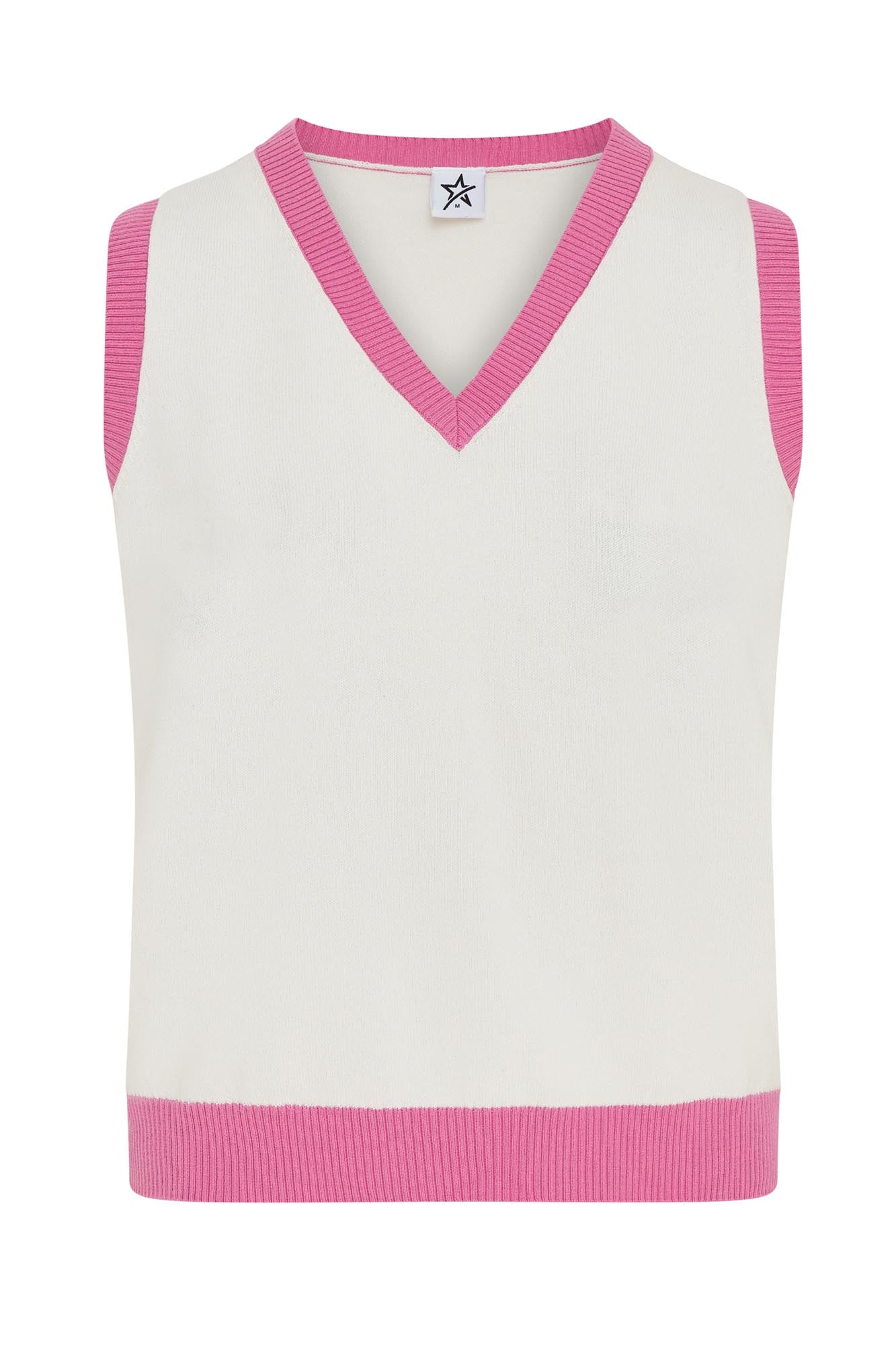 Point Cotton Slipover White & Super Pink
