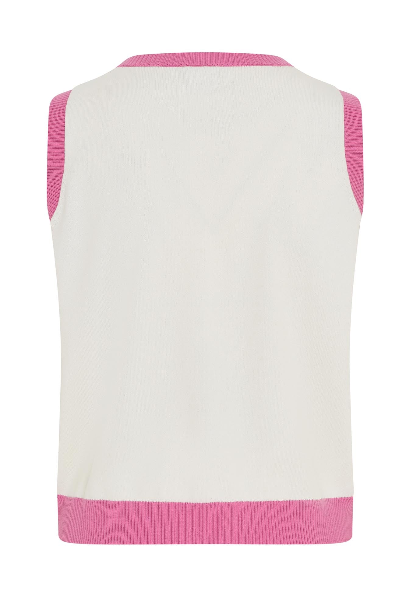 Point Cotton Slipover White & Super Pink