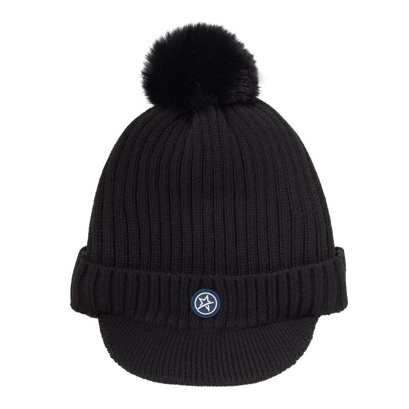 Polly Peak Bobble Hat Black
