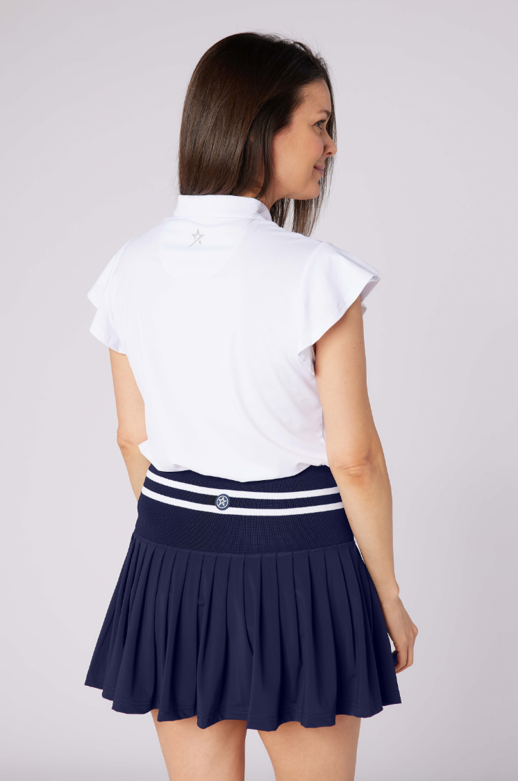 Molly Stripe Elite Pleated Skort Navy & White
