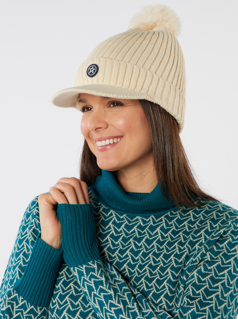 Polly Peak Bobble Hat Winter White