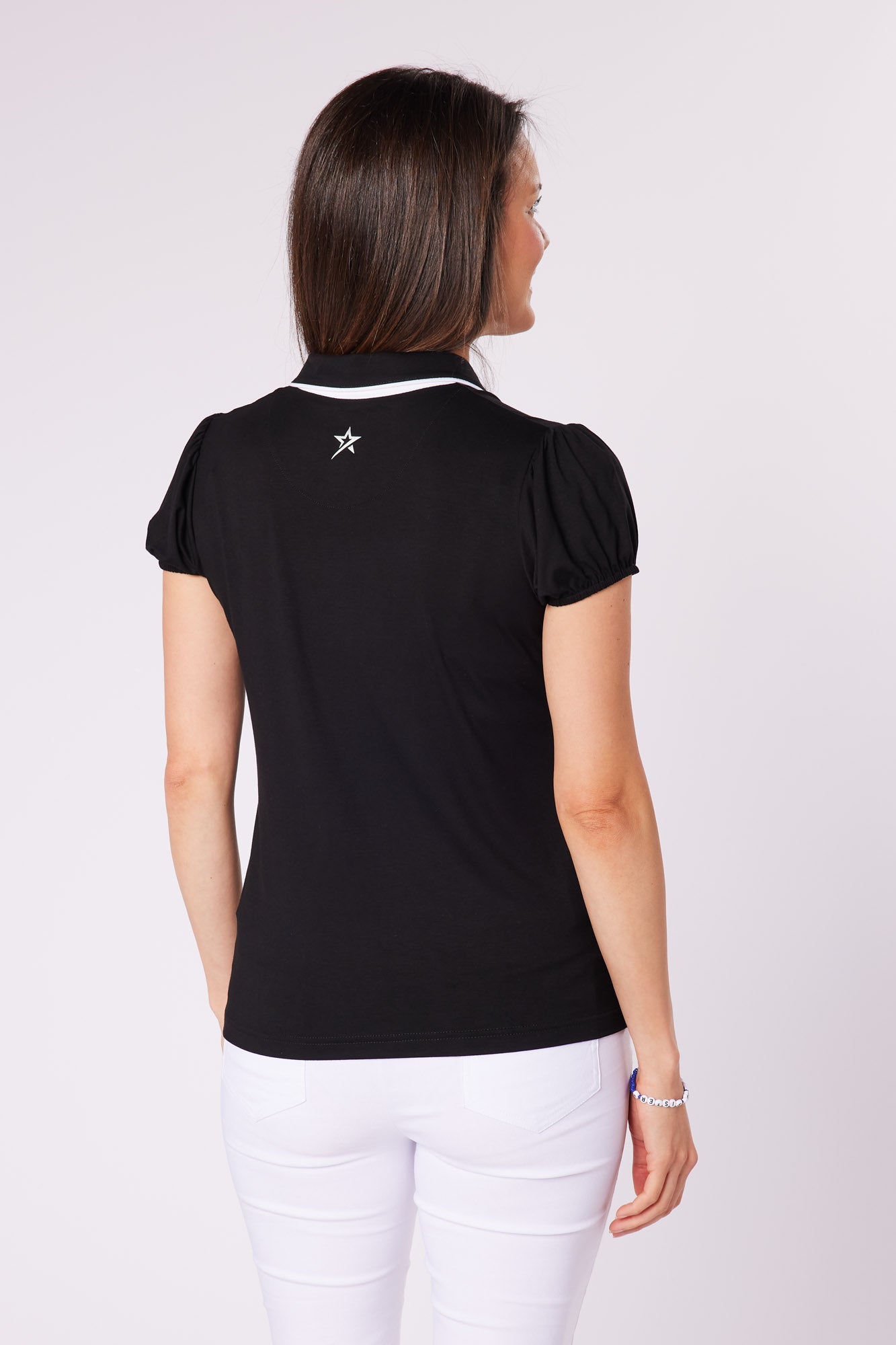 Minny Puffed Cap Sleeve Black & White
