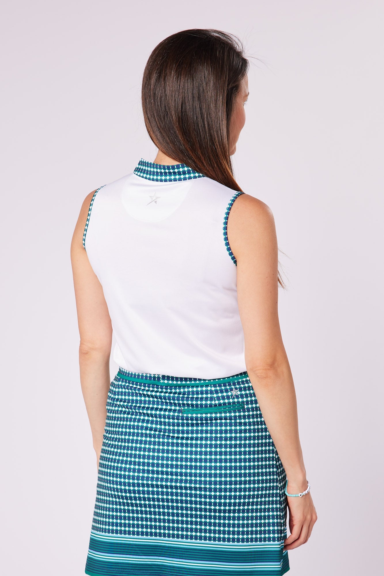 Zest Pique Pattern Sleeveless Aquatic Awe