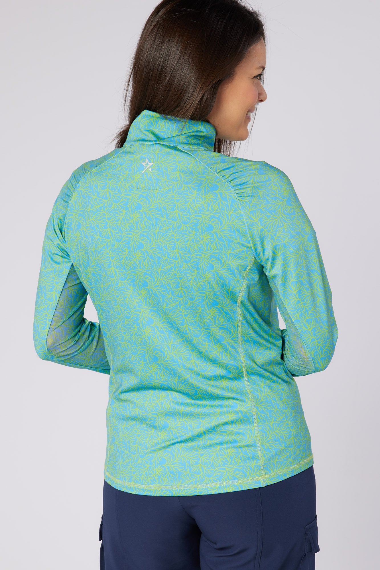 Sunshine Mesh Arm 1/4 Zip Ocean Bloom