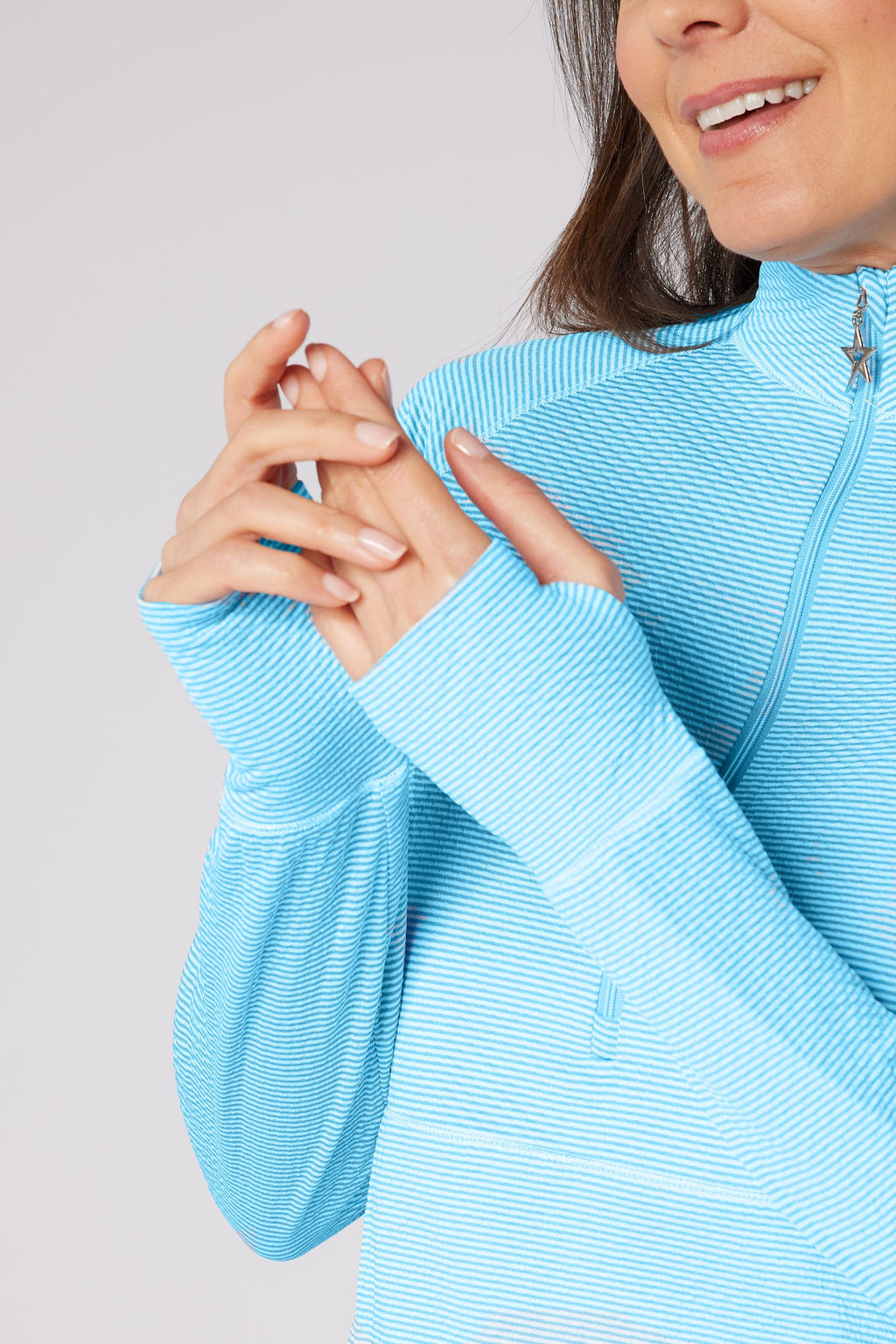 Lottie Stripe 1/4 Zip Ocean & White