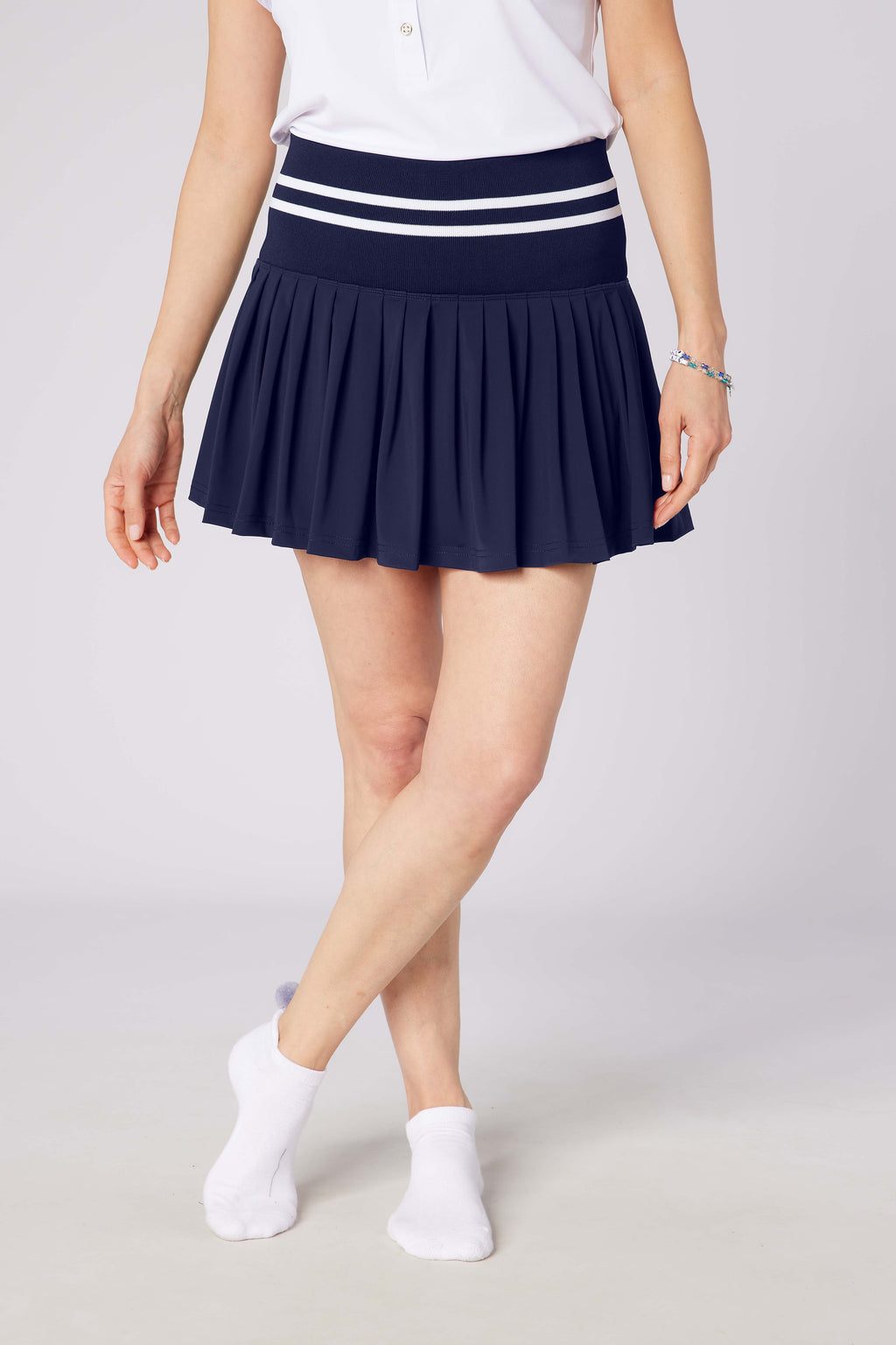 Molly Stripe Elite Pleated Skort Navy & White