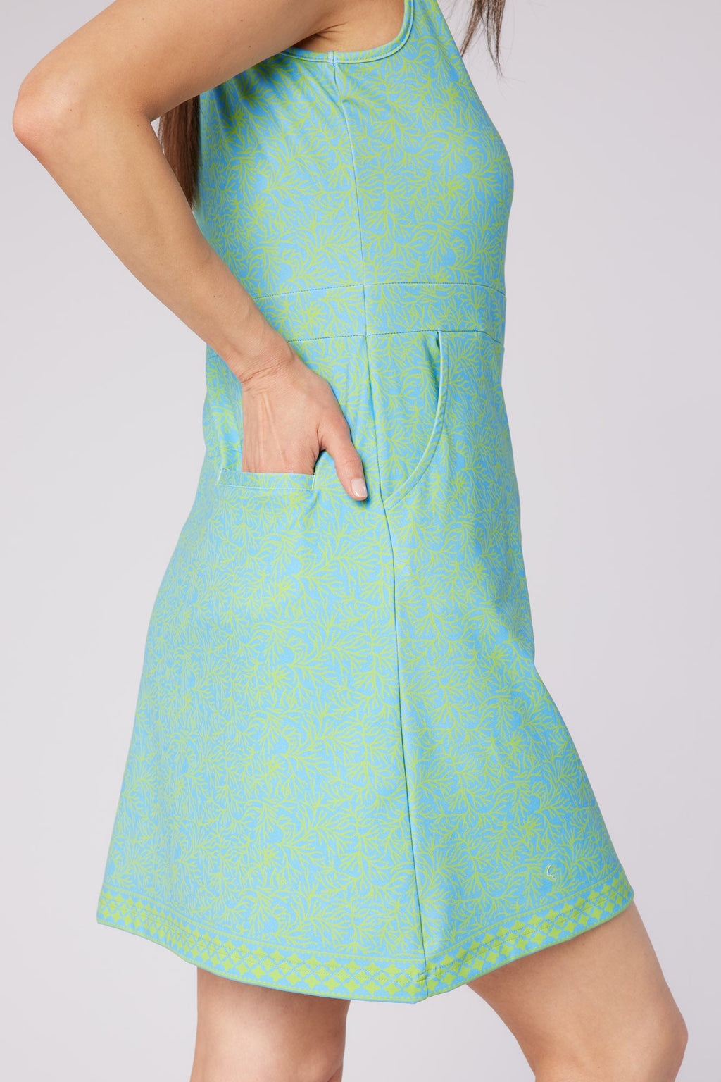 Azure Sleeveless Pattern Dress Ocean Bloom