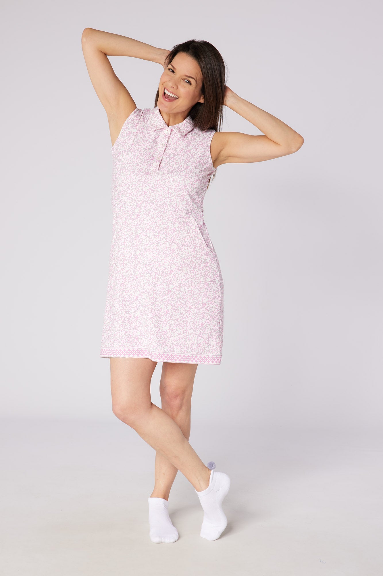 Azure Sleeveless Pattern Dress Coral Whisper