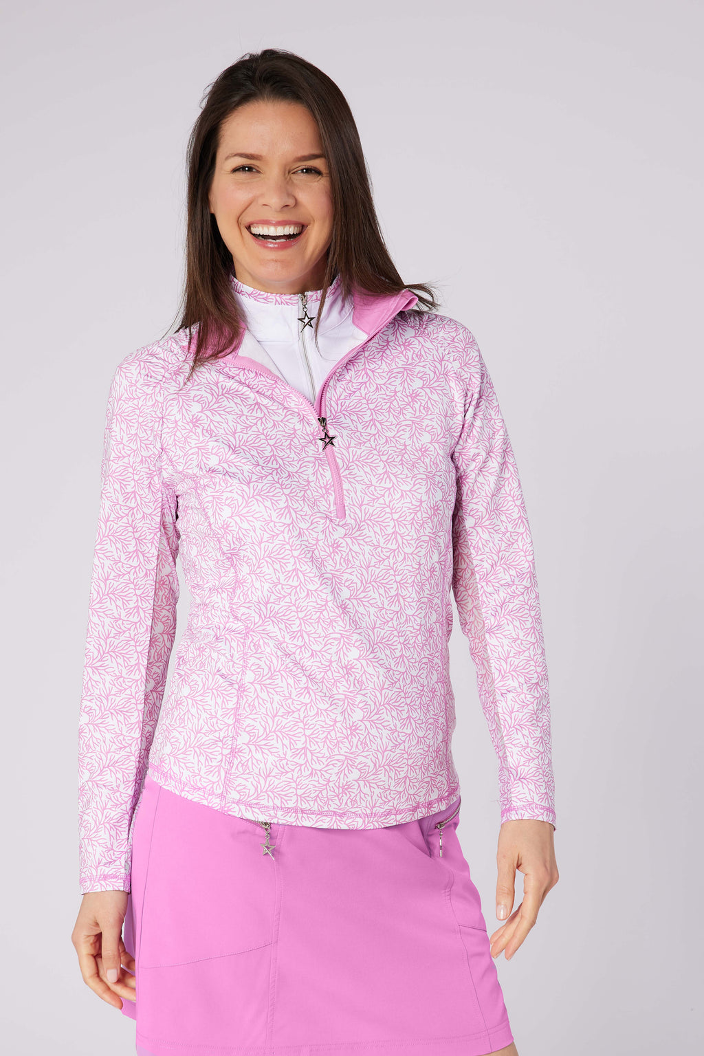 Sunshine Mesh Arm 1/4 Zip Coral Whisper