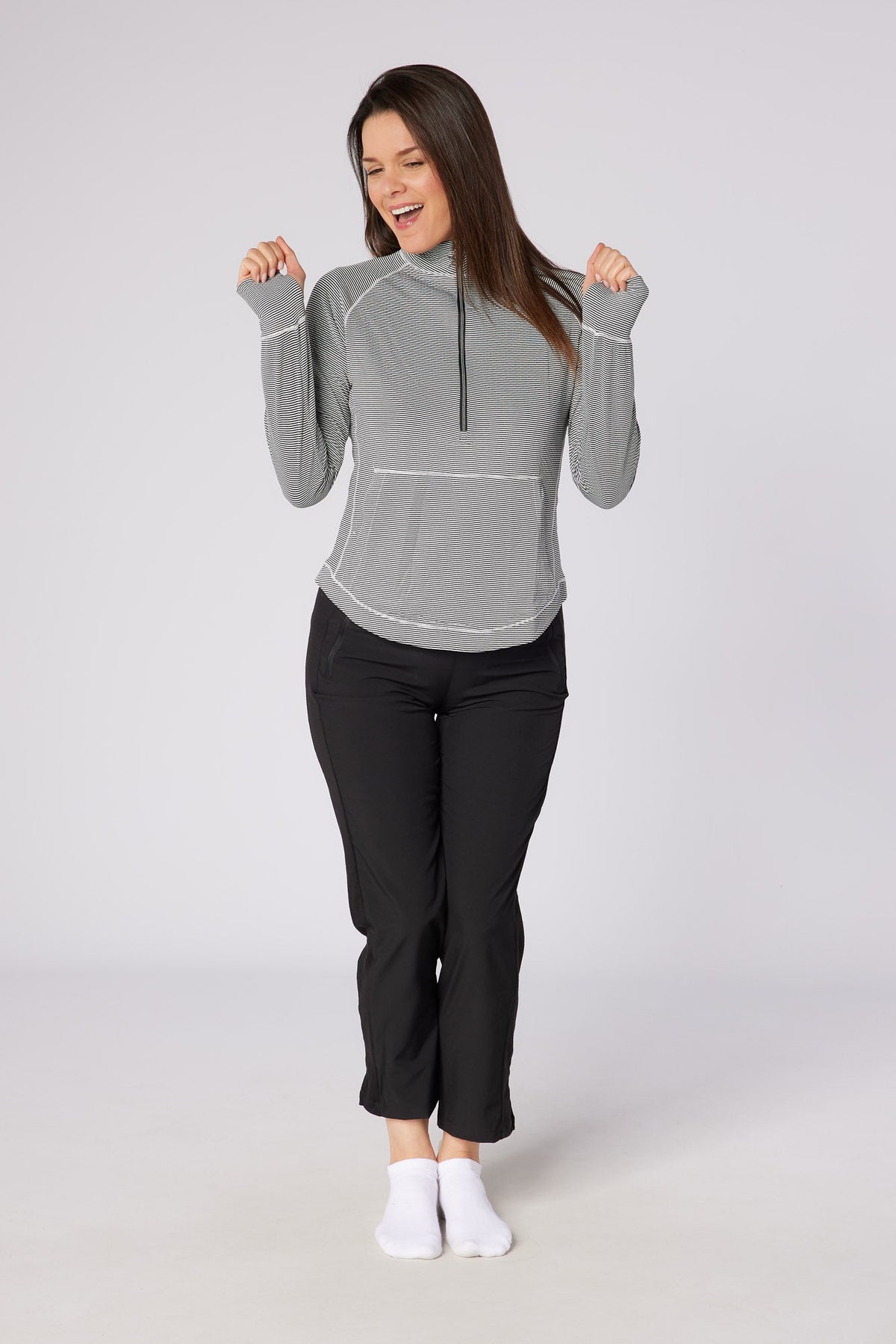 Lottie Stripe 1/4 Zip Black & White