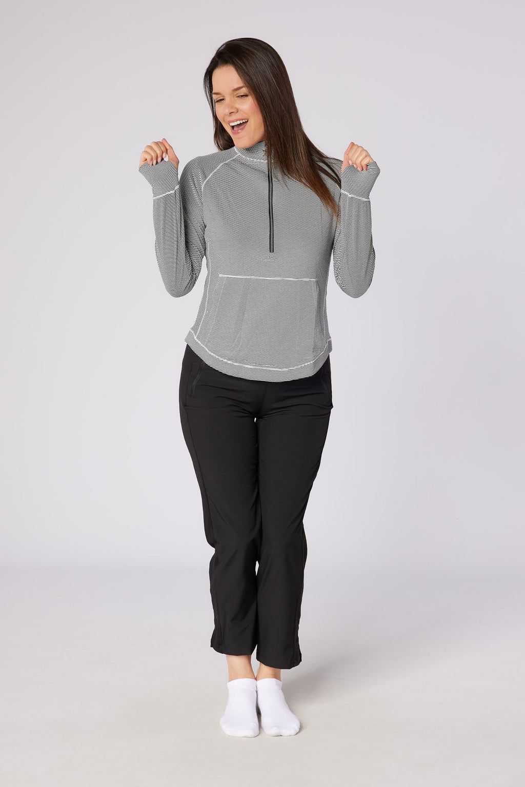 Lottie Stripe 1/4 Zip Black & White