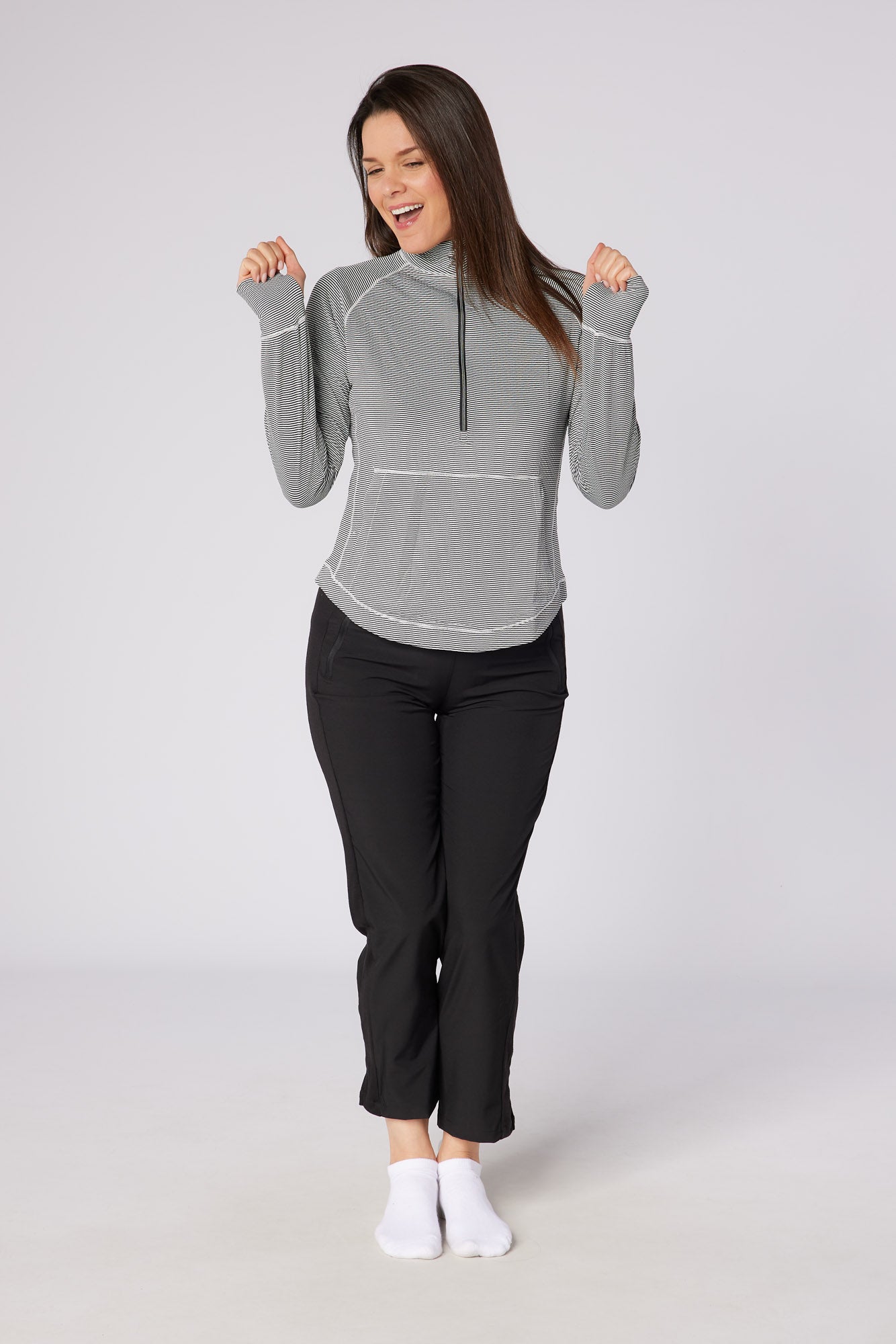 Lottie Stripe 1/4 Zip Black & White
