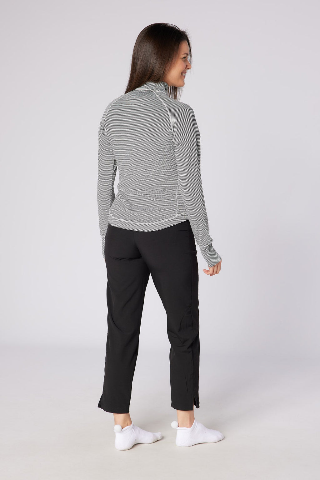 Lottie Stripe 1/4 Zip Black & White