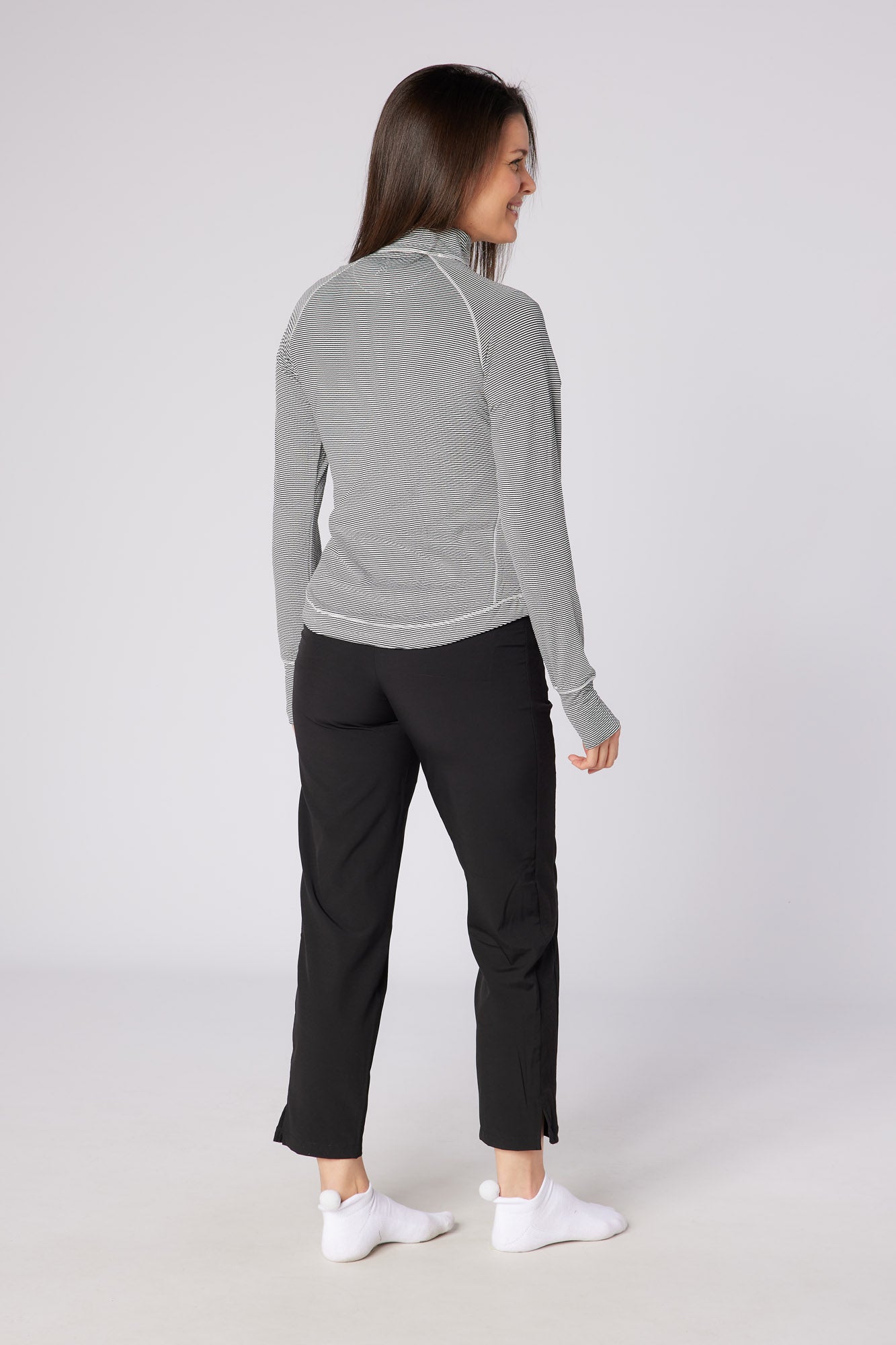 Lottie Stripe 1/4 Zip Black & White