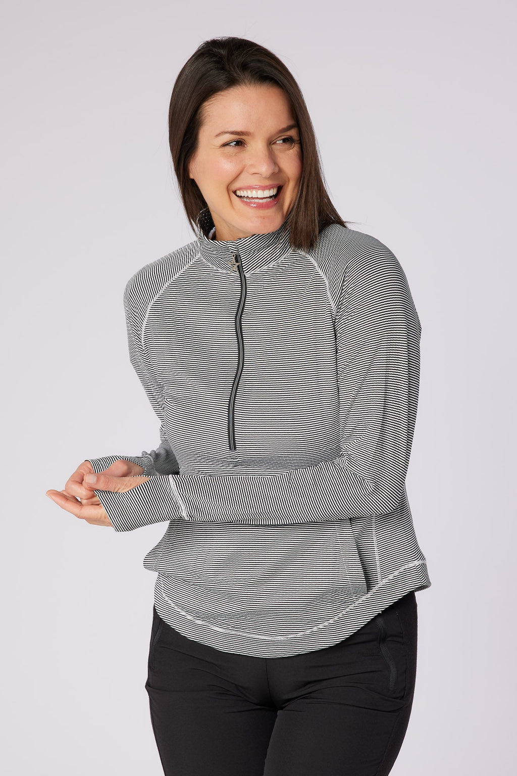 Lottie Stripe 1/4 Zip Black & White