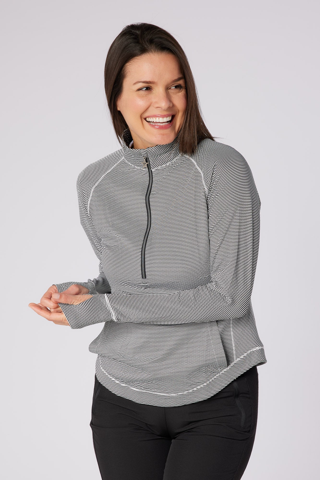 Lottie Stripe 1/4 Zip Black & White