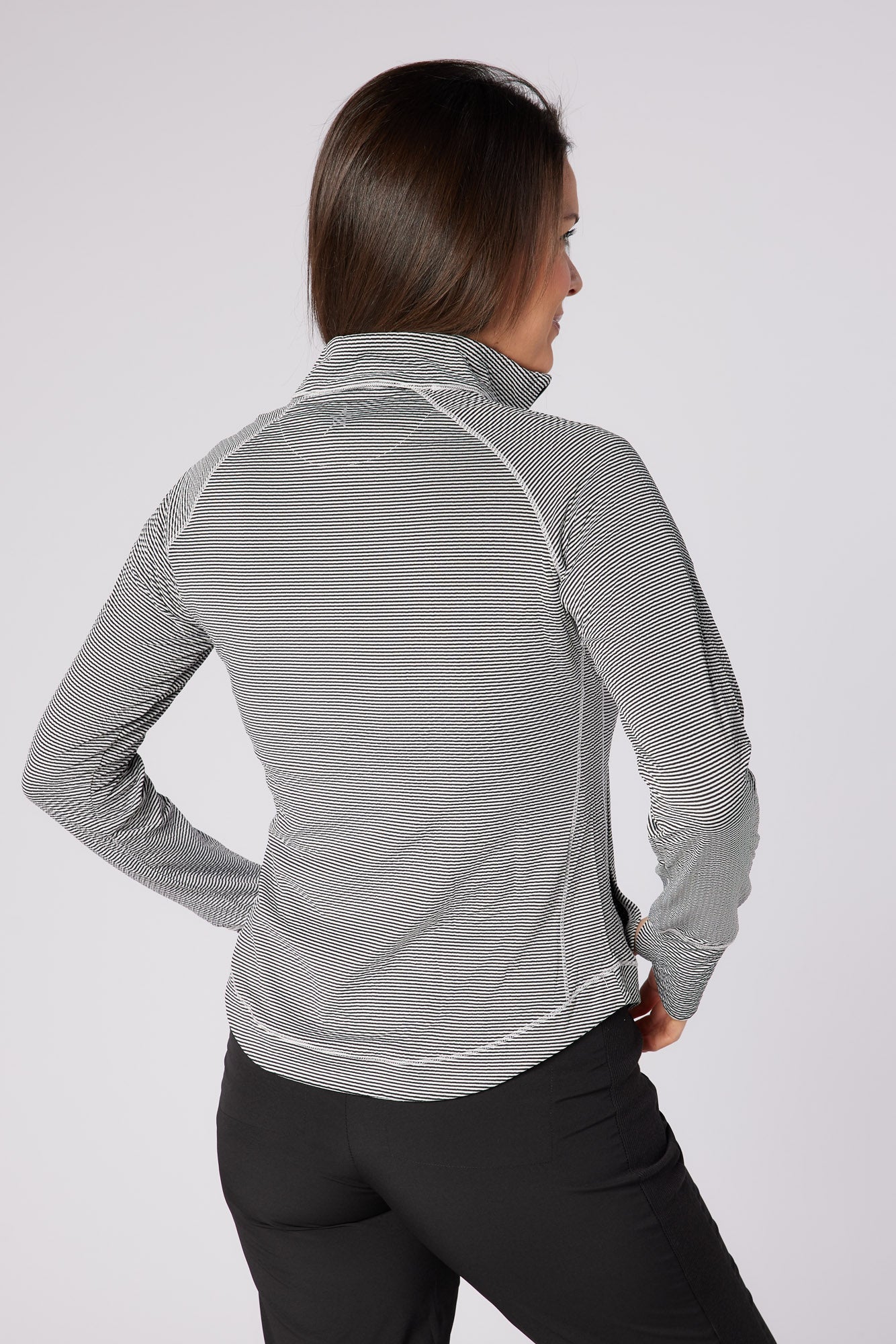 Lottie Stripe 1/4 Zip Black & White