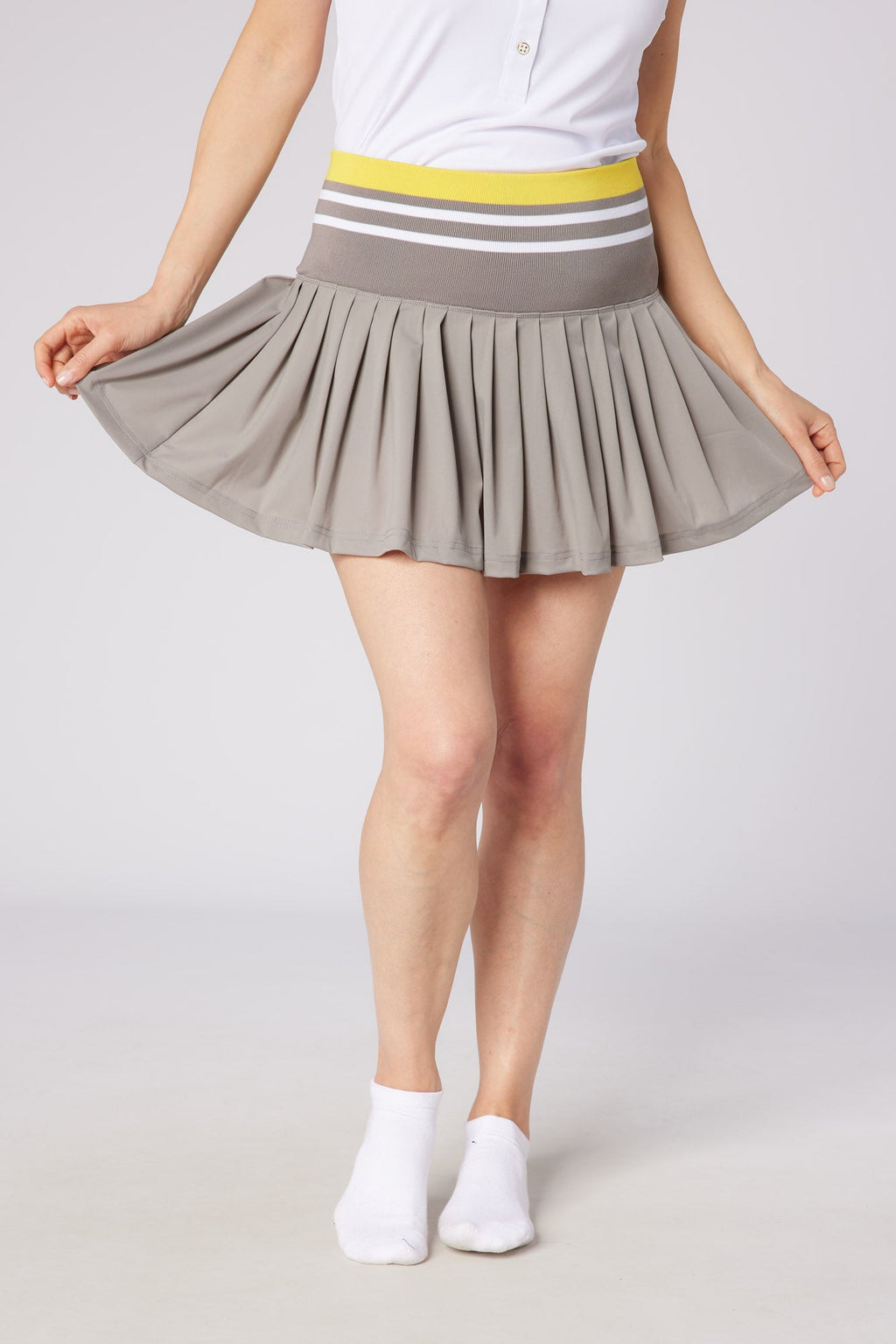 Molly Stripe Elite Pleated Skort Elephant & Lemon
