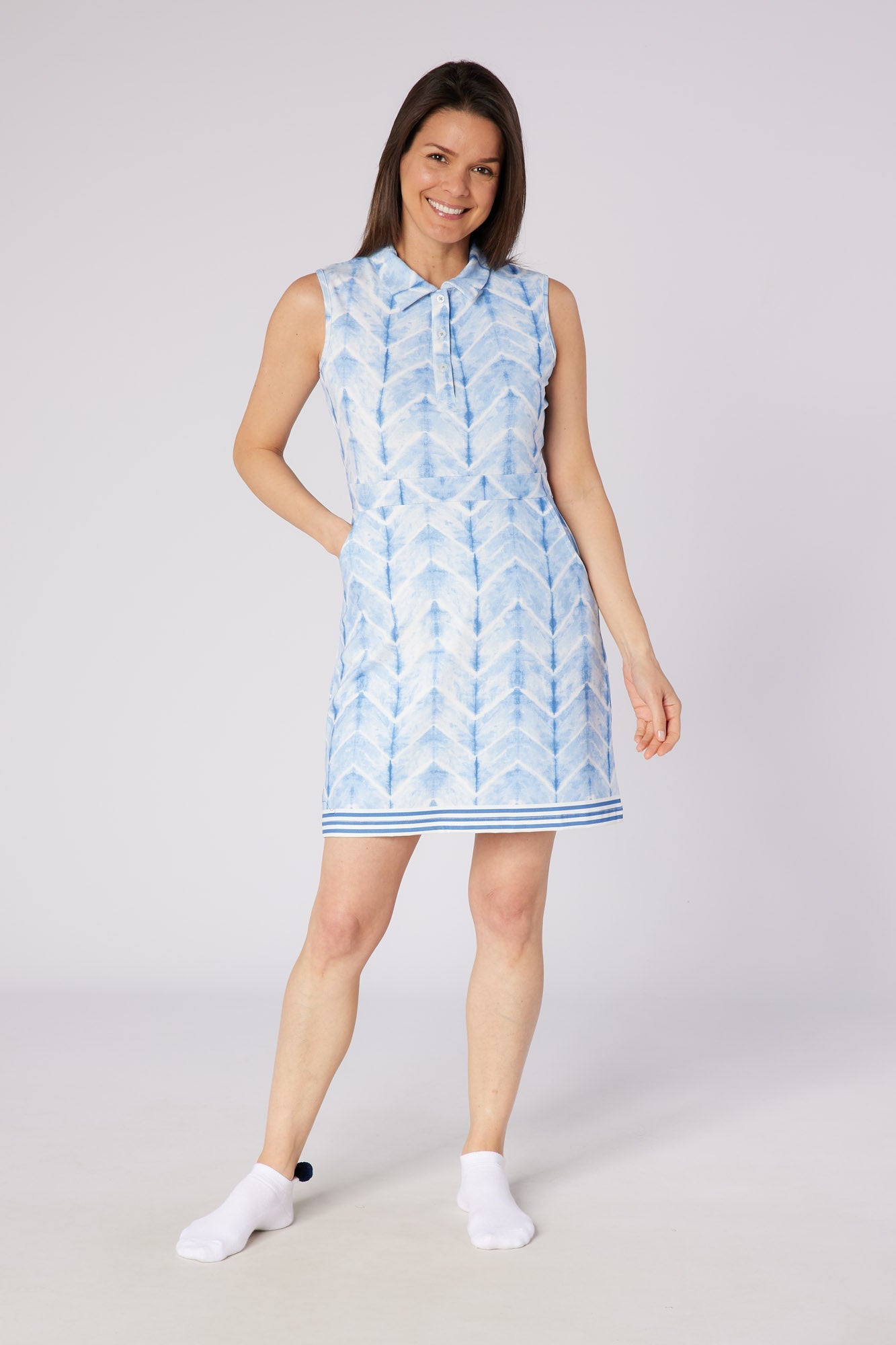 Azure Sleeveless Pattern Dress Neptune's Breath