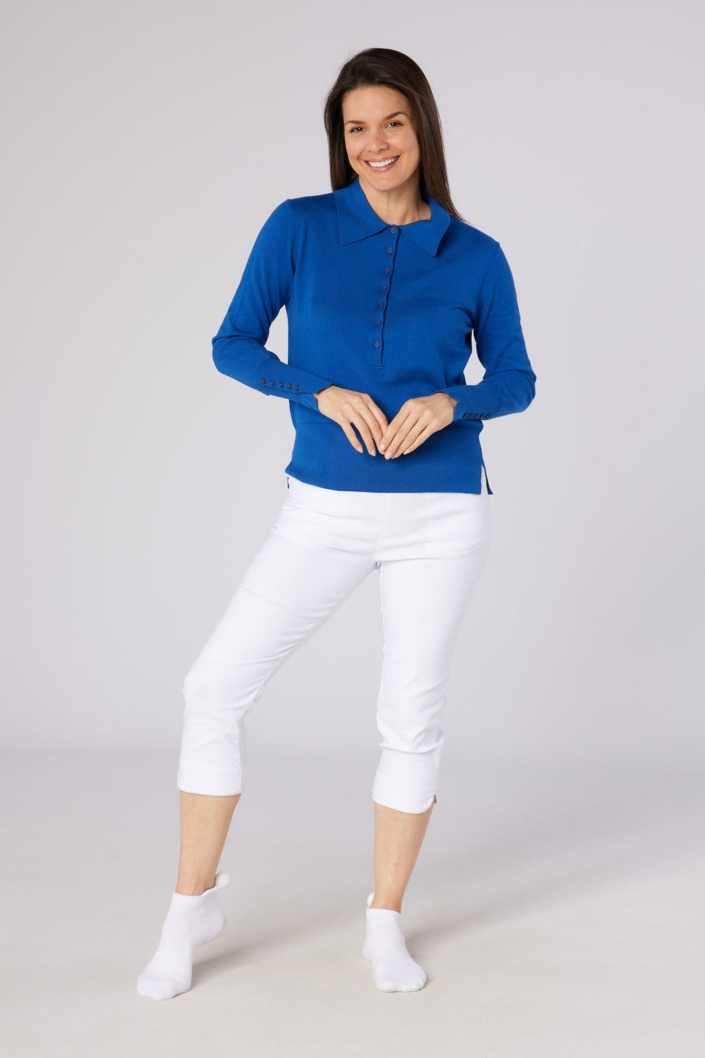 Blush Cotton Sweater True Blue