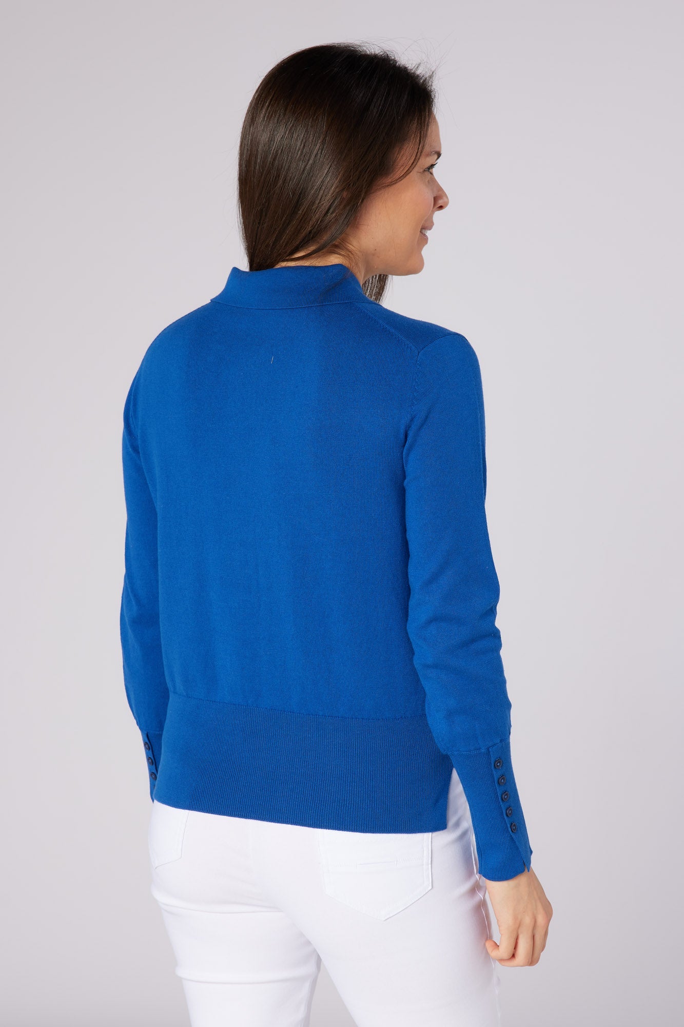 Blush Cotton Sweater True Blue