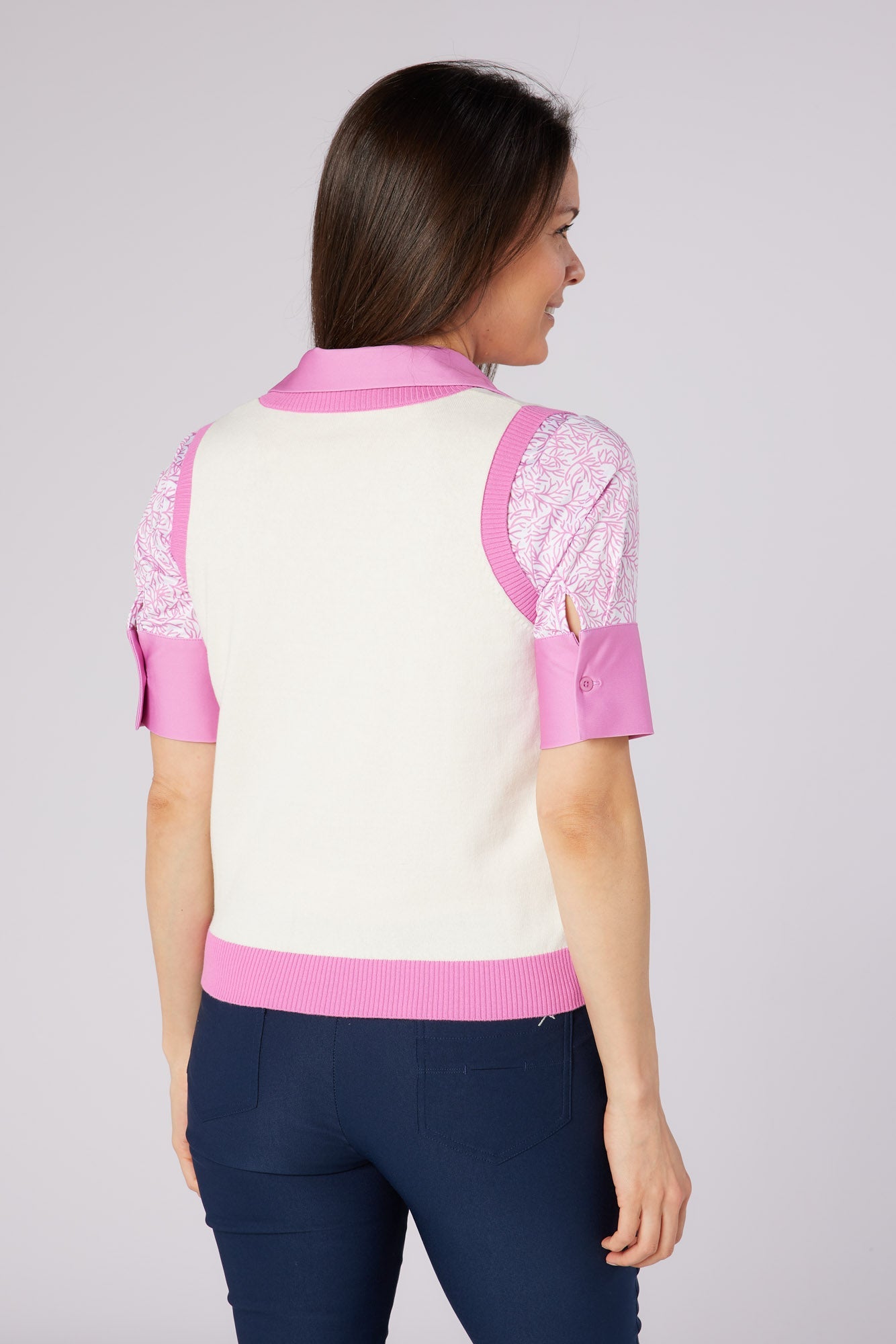 Point Cotton Slipover White & Super Pink