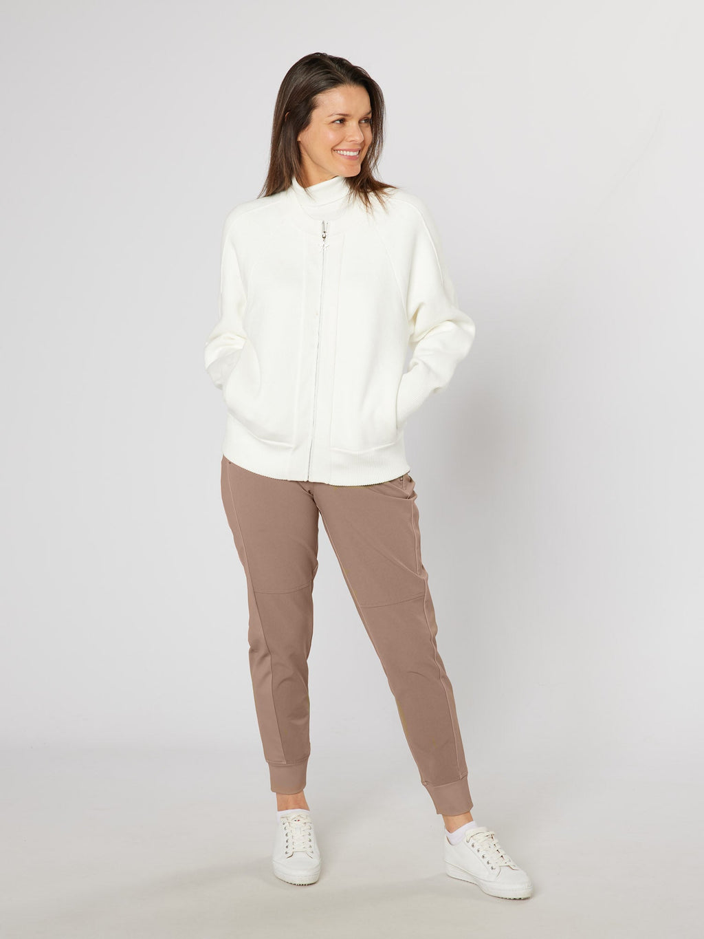Gabrielle Elite Lined Bomber Jacket Winter White